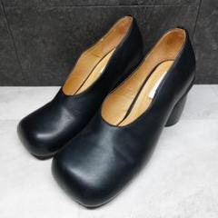 美品 ルベルニ ウッドヒールパンプス 23cm 黒 本革 美品 ルベルニ ウッドヒールパンプス 23cm 黒 本革