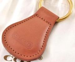 未使用　COACH ブラウン　レザー　キーホルダー　キーリング　チャーム