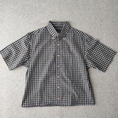 old unknown ネイビー シャツ 短丈 ボックスシルエット　n