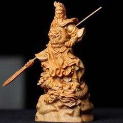 木彫　関羽像 楽天市場】「10％OFFクーポン配布中」置物 木彫り 三国志 関羽