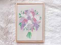 【No.68】 テクスチャーアート　アート　絵画　ライラック　花　ブーケ