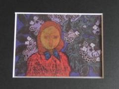 斎藤清、【少女（あじさい）】、希少な大判額装用画集より、美品、新品額装付 斎藤清、【少女（あじさい）】、希少な大判額装用画集より、美品