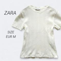 a1532▶ZARA　半袖リブカットソー　クルーネック　シンプル【EUR M】のサムネイル