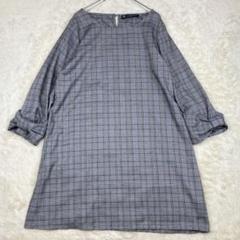 アズノウアズ ミニワンピース チュニック F　グレー チェック柄　18-30