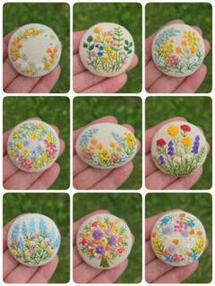 刺繍　ブローチ　ハンドメイド