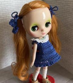 ハンドメイド◎ミディブライスさん用手編みのワンピース+リボン