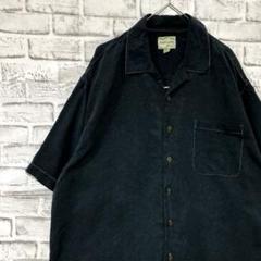 半袖シルクシャツ！アロハ　ブラックXL 30