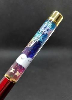 花火とシマエナガのハーバリウムボールペン