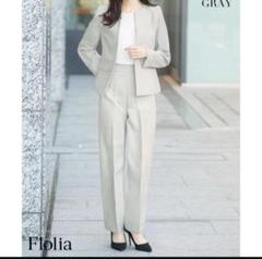 Flolia 【自宅で洗える】ノーカラージャケット&パンツスーツ　2Lサイズ