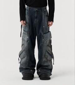 【DNSR】twoface multi cargo denim pants