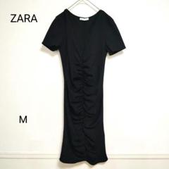 ZARA ザラ ブラック M カットソー ワンピース 半袖 ロング 夏 無地