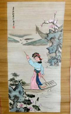 掛軸 峰雪『月下達磨図』絹本 肉筆 掛け軸 R001の通販 by 吉猫堂