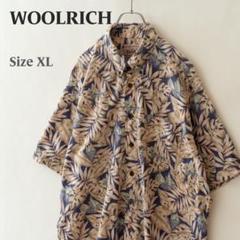 良品 WOOLRICH ウールリッチ 半袖 シャツ 総柄 ネイビー メンズ XL