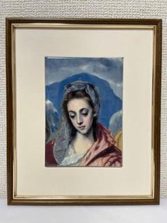 奇術師の陶器絵画　陶板　陶額 壁掛 飾り サインあり KPM ベルリン 陶板画 ルイーゼ 額付き アンティーク KPM Berlin