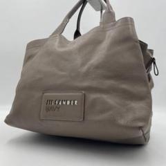 美品 ジルサンダー トートバッグ ロゴ プレート レザー
