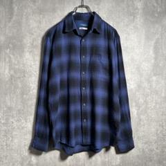 ▶︎【綺麗】Navy，オンブレ，シャドーチェック，薄手 ネルシャツ