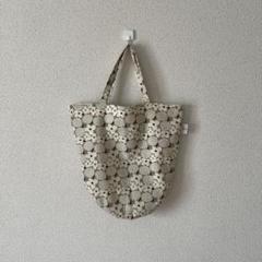 ハンドメイド 両面布トート・ブラウン小花柄
