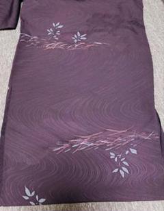 正絹　約35×106 暗い紫　濃色に花柄