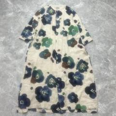 【美品】パラスパレス リネン100%　フラワープリントワンピース サイズ3 美品】パラスパレス リネン100% フラワープリントワンピース