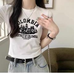 韓国 白 L Tシャツ カジュアル ホワイト カジュアル 半袖