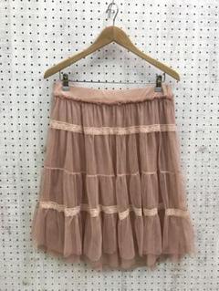 フェアリーコア　バレエコア古着 花柄刺繍レース　桜ピンクシアーチュールスカート