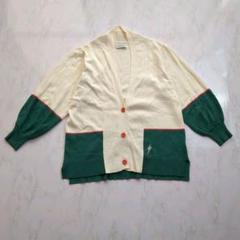 美品　スーパーレディ　山本寛斎　長袖 ニットカーディガン　Ｌ　バイカラー