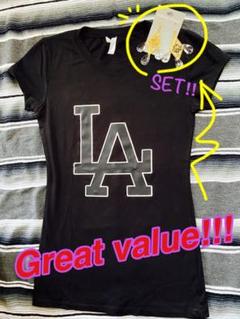 ☆お得SET‼︎☆ LA Tシャツ S & ピアス ローズGDクリアシャンデリアのサムネイル