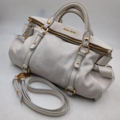 miu miu vitello lux hand bag white 2way