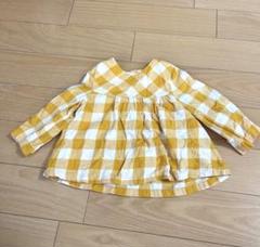 プチバトー　チェック長袖ブラウス