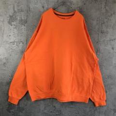 Y4086古着　トレーナー　スウェット　オレンジ　無地　90s Y2K