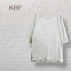 ★KBF★Tシャツ カットソー 五分袖 裾スリット リブ素材 綿100%
