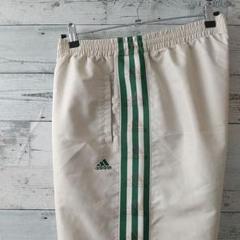 アディダス 刺繍 ロゴ入りサイドライン トラックパンツ 2XO 薄ベージュ