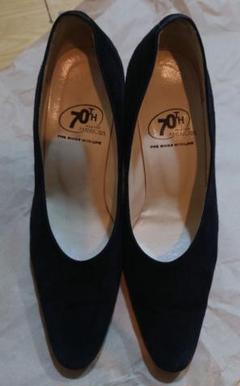 70th Anniversary 黒 スエード パンプス ヒール8cm