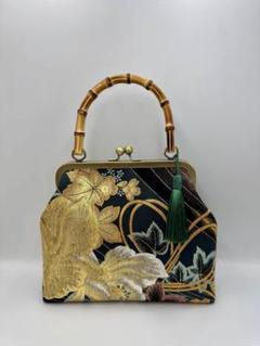 ハンドメイド　シルバー帯リメイク　がま口　バッグ　【訳あり】 ハンドメイド シルバー帯リメイク がま口 バッグ 【訳あり】の