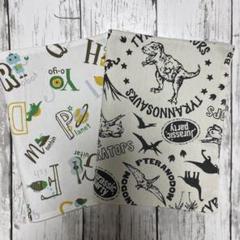 ハンドメイド　ランチョンマット　2枚組　恐竜柄　英字