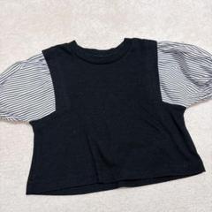 パフスリーブ カジュアル　トップス モノトーン　半袖　80