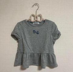 familiarファミリア　ペプラムTシャツ　袖リボン　グレー　120