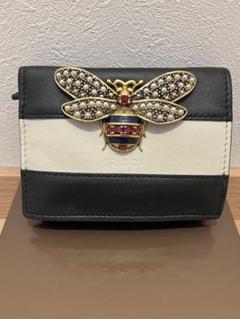 【美品】GUCCI グッチ 折り財布 クイーンマーガレット ビー 本革 美品】GUCCI グッチ 折り財布 クイーンマーガレット ビー 本革