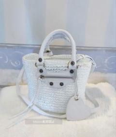 極美品 バレンシアガ ビストロパニエ ハンドバッグ カゴバッグ ラフィア A4 BALENCIAGA バレンシアガ ハンドバッグ パニエXS ラフィア かご