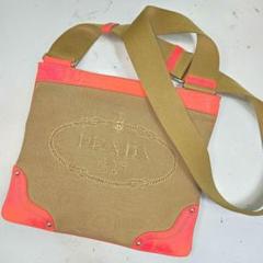 美品 PRADA サコッシュ ロゴジャガード レザー キャンバス
