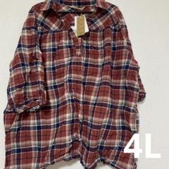 (4L)大きいサイズ　七分袖　チェック柄　トップス