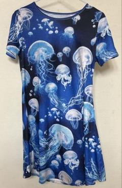 くらげ柄　ロングシャツ　ワンピース　クラゲ　水族館
