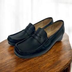 【美品】SASSO 本革 ローファー スクエアトゥ ブラック 23.0のサムネイル