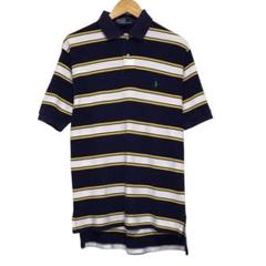 90s POLO ラルフローレン　ビンテージ半袖ポロシャツ　ボーダー　刺繍ロゴ