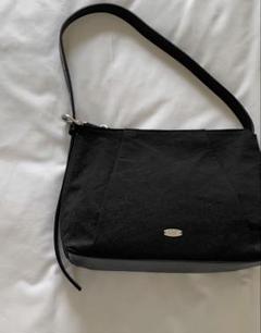 【韓国】Fold Nylon x Leather Shoulder Bag 黒
