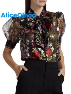 ❇️AliceOlivia正規25春新作アリスオリビア黒レースブラウス