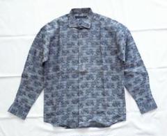 桃太郎ジーンズ　リネン　コットン　ペイズリー柄　長袖シャツ　サイズＬ