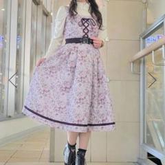 【美品】axes femme ロマンティックローズ柄ジャンパースカート　ピンク