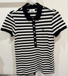LACOSTE 半袖ポロシャツ 36 白/黒ストライプ