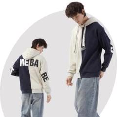 パーカー メンズ 裏起毛 韓国 オーバーサイズ バイカラー 2XL XXL